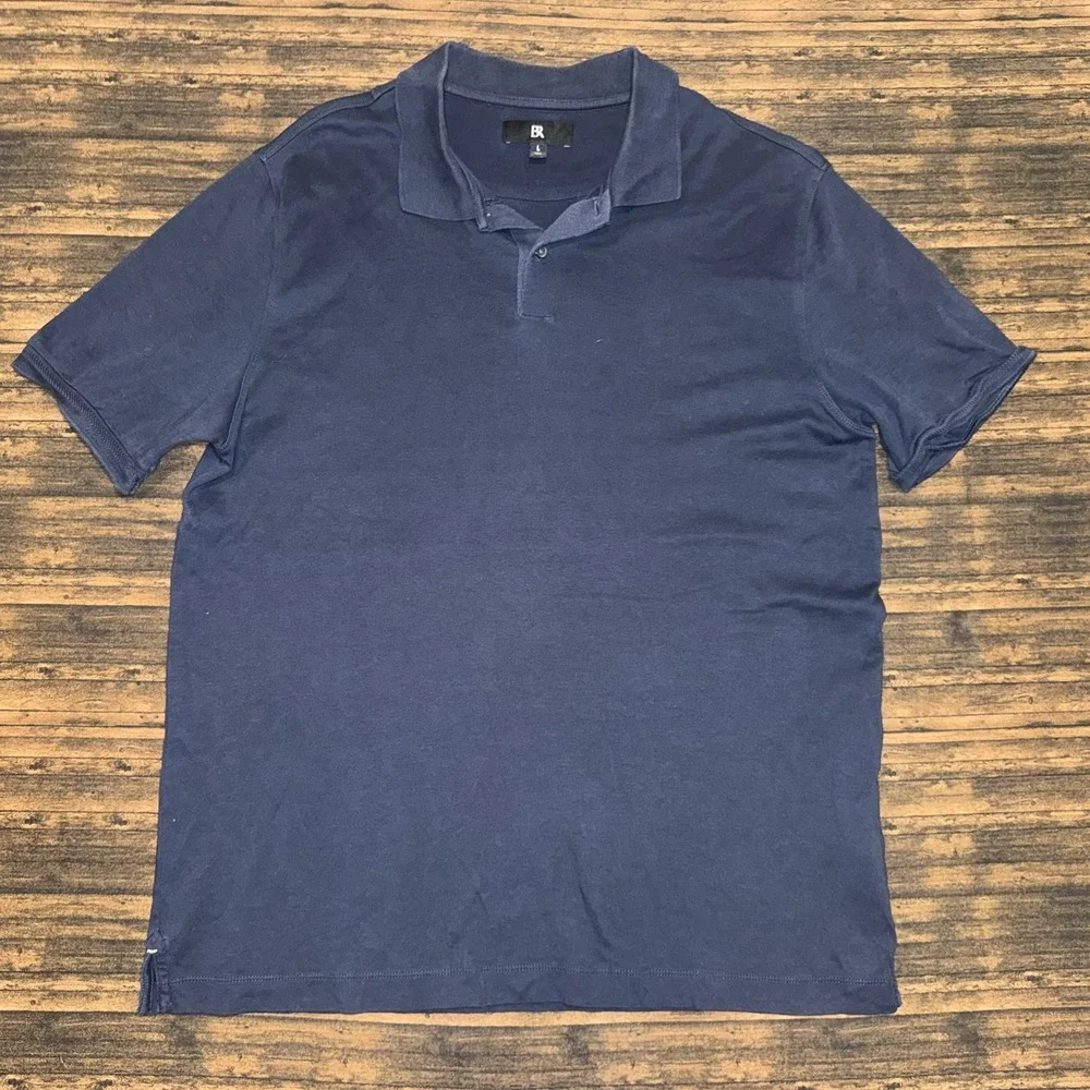 Banana Republic Mens Large Tall Blue Luxury Touch Cotton Polo Shirt